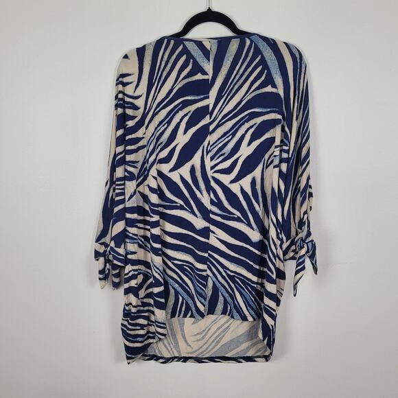 Chaps Women’s 3X Dolman Sleeve Knit Top Navy Tan Zebra Print - Picture 4 of 8